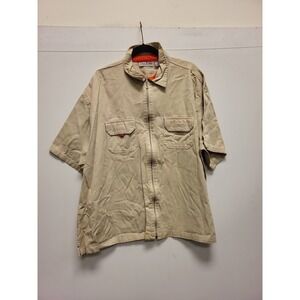 Erica Brooke Collection Shirt Super Plus Size 30 Short Sleeve Full Zip Top Tan